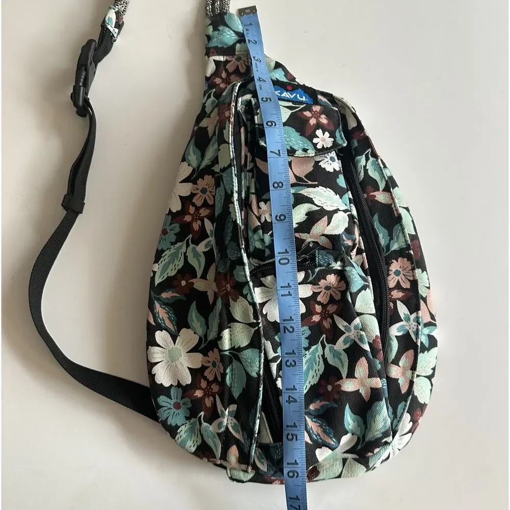 Kavu Original Rope Bag New Blossom Floral Sling Pack Canvas Backpack